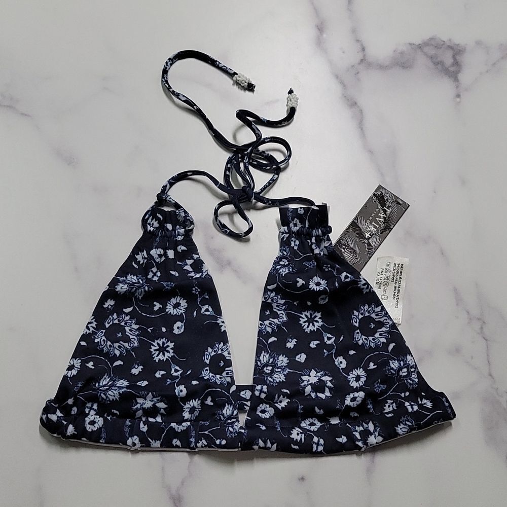 Tavik Lily Triangle Swim Top In Blue - Picture 3 of 6